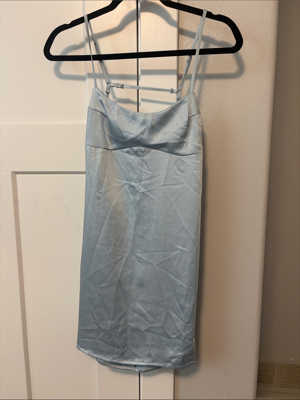 Light Blue Satin Slip Dress